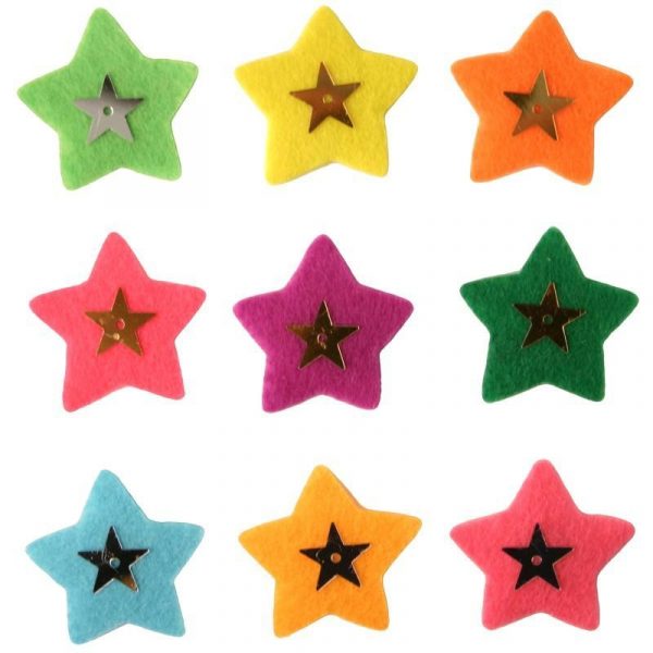 9 étoiles perlées adhésives - coloris assortis 3 x 3 cm