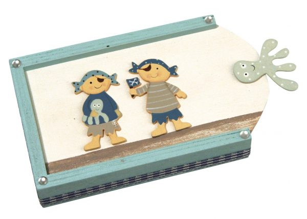 6 enfants pirates en bois peint - 4,5 cm