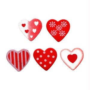 20 cœurs décorés en bois peint 2 cm