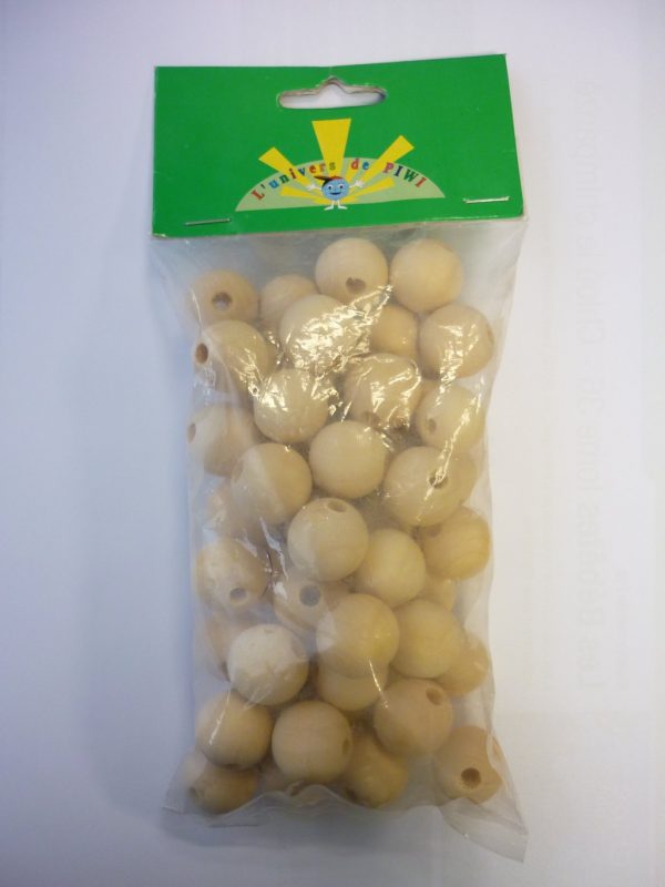Perles en bois brut - 20 mm x 50