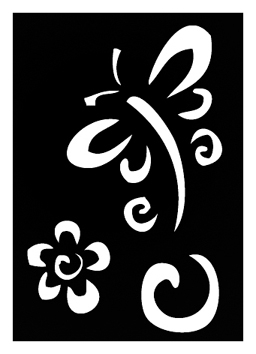 Pochoir pour tatouage adhésif - Libellule et fleur 7 x 10 cm