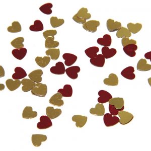 Confettis de table - Cœurs rouges et or